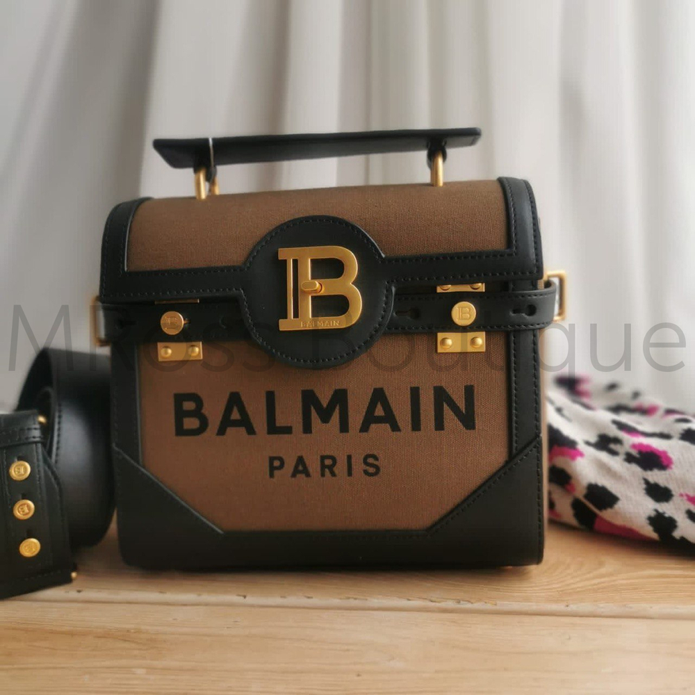 Текстильная коричневая сумка B-Buzz 23 Balmain