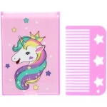 Расческа с зеркалом в наборе детские «МИМИШКИ», единорог, цвет розовый, 11*7,8см