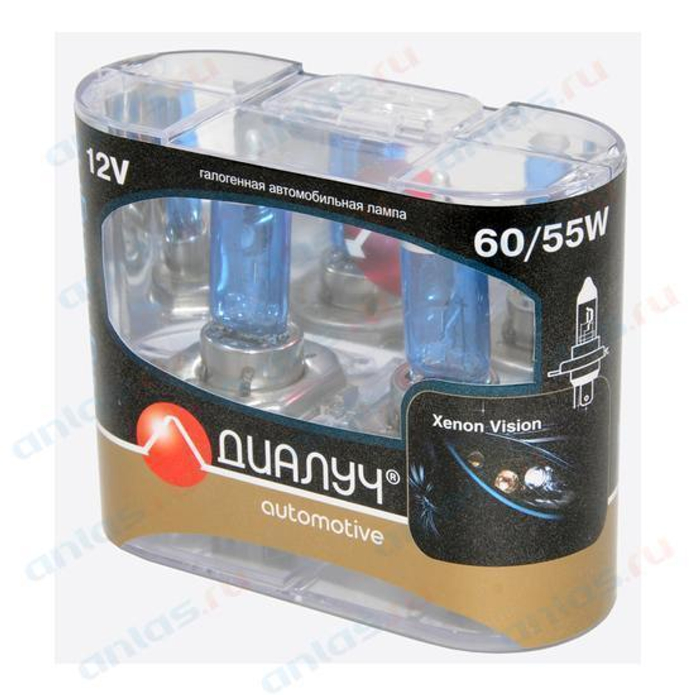 Лампа 12 В H4 60/55 Вт Р43 Night Light Xenon Vision галогенная 2 шт. Диалуч