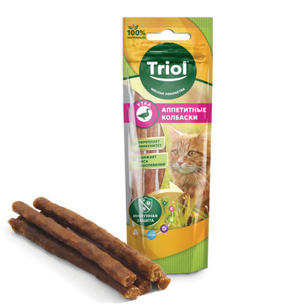 Лакомство для кошек " Аппетитные колбаски из утки" 40г Trio