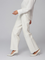 Женские кожаные брюки белые прямого кроя