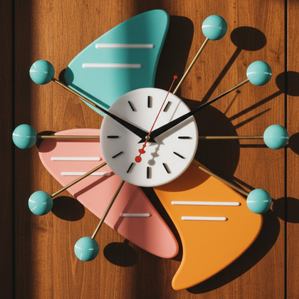 Настенные часы AstroPetal / Звёздный Лепесток – стиль Mid-Century, 40 см, полимер и латунь
