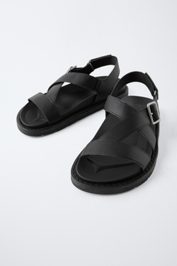ZARA САНДАЛИИ С ПРЯЖКАМИ, ЧЕРНЫЙ