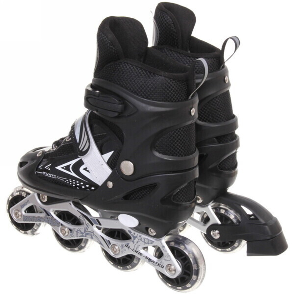 Коньки роликовые раздвижные Happy Star 136C, черный, колеса ПВХ, размер M (34-38)