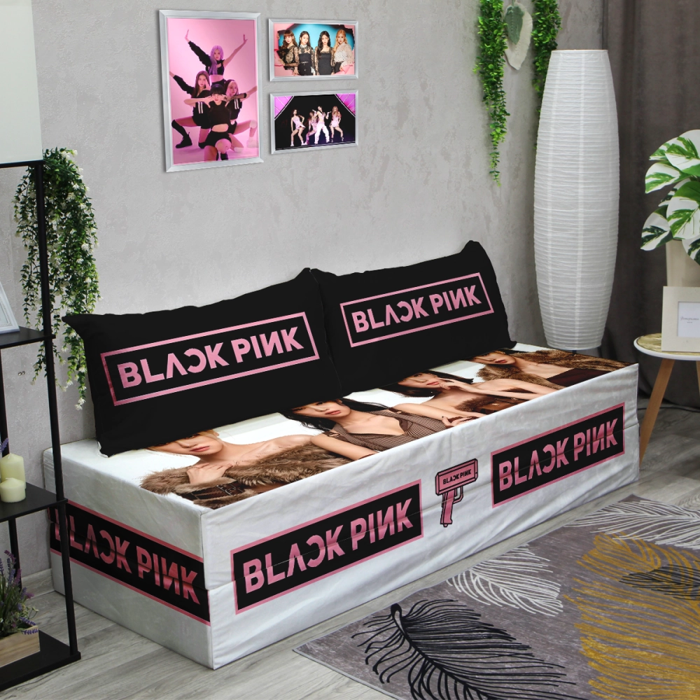Бескаркасный диван кровать раскладной "BLACKPINK"