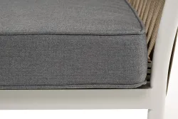 "Касабланка" диван 2-местный плетеный из роупа, каркас алюминий светло-серый (RAL7035) муар, роуп серо-коричневый 23мм, ткань серая 017