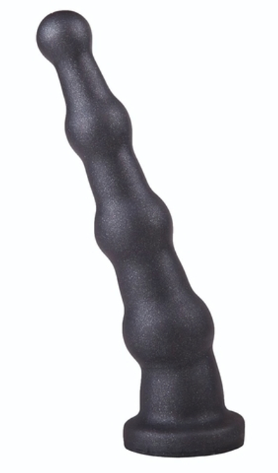 Анальная пробка платинового цвета с изгибом - 18 см. (Цвет: черный)