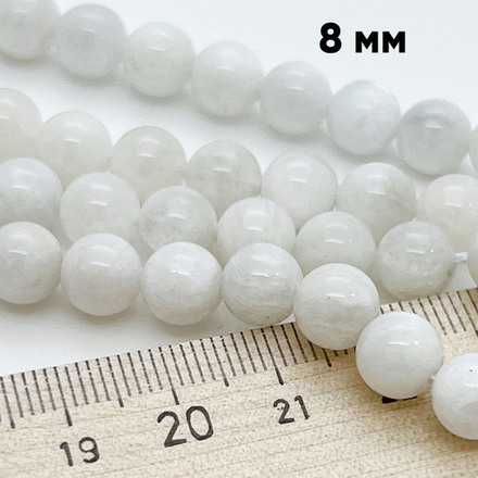 Лунный камень бусины, диаметр 8,4-8,6 мм, цена за 11 шт (1/4 нити)