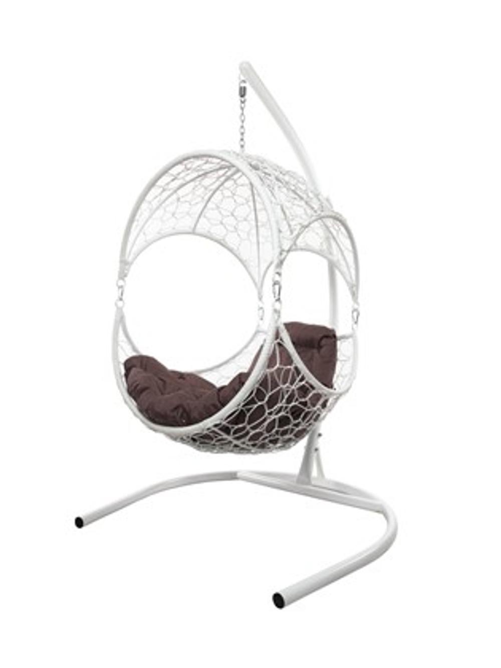 Подвесное кресло Орех с ротангом (белое/коричневая подушка)