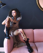 Чулки с принтом в виде грибов (Размер: S-M-L) (Цвет: бежевый)