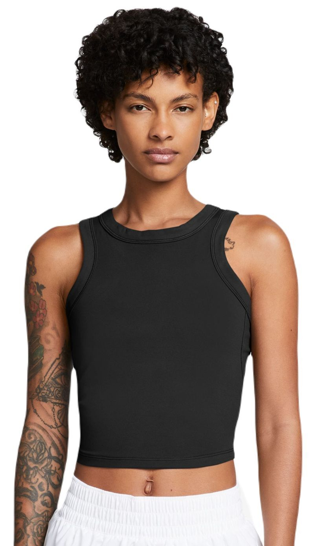Женский топ теннисный Nike One Fitted Dir-Fit Short Sleeve Crop Tank - черный