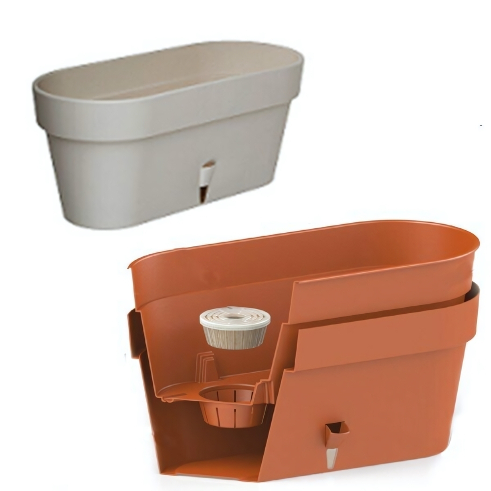 Ящик балконный двойной с 2 дренаж. картриджами "LATINA Window Box" 6.7 Л., Песочный (М)*