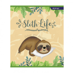 Тетрадь 36л., А5, клетка, Alingar "Ленивцы", скрепка, мелованный картон (стандарт) , блок офсет, 4 дизайна в пленке т/у