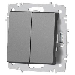 Выключатель Intro Accent 6-104-07 двойной, 10А-250В, IP20, СУ, AL/CU, графит | Intro