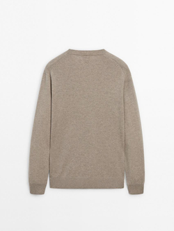 Massimo Dutti Джемпер из 100% кашемира с круглым вырезом, норка