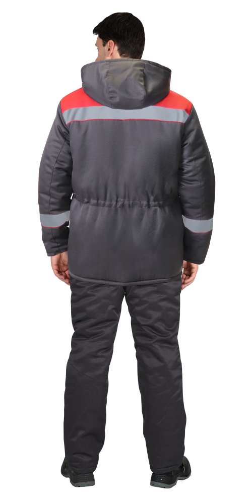 Куртка СИРИУС-БРИГАДИР р. 48-50/182-188, с мех. ворот. Т-серая с красным и СОП