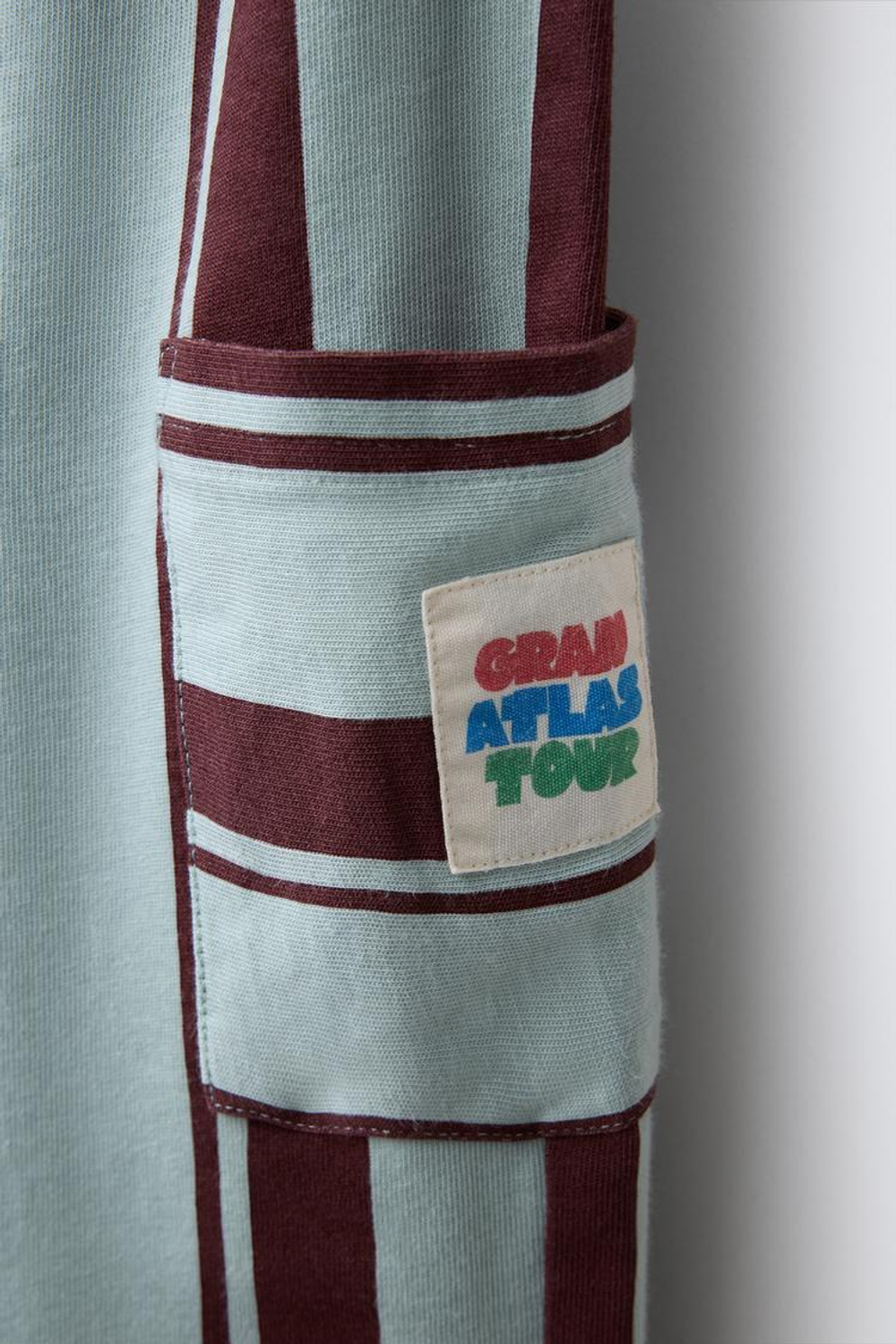 ZARA БРЮКИ КАРГО В ПОЛОСКУ, ГОЛУБОЙ