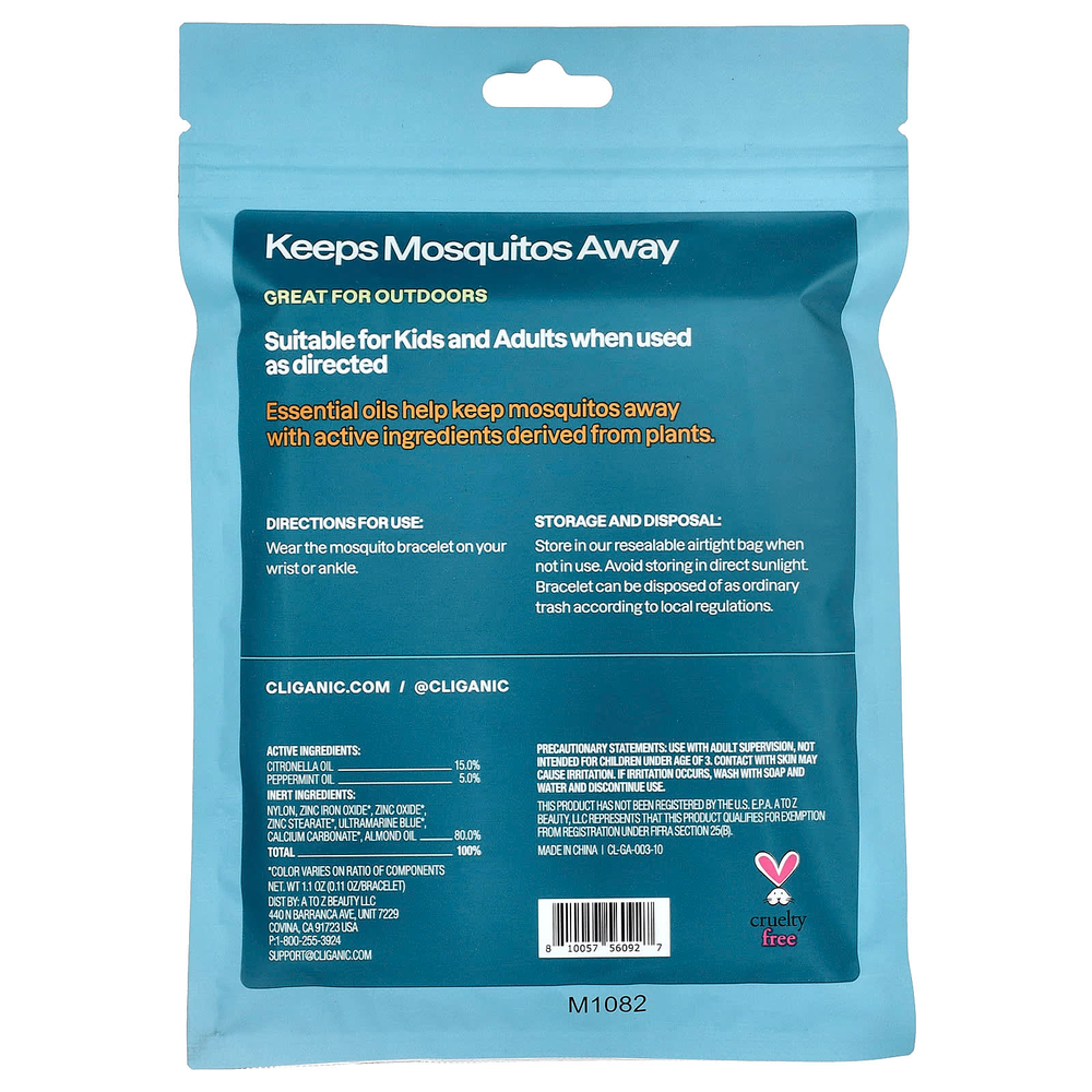Cliganic, Браслет от комаров, универсальный размер, 10 браслетов