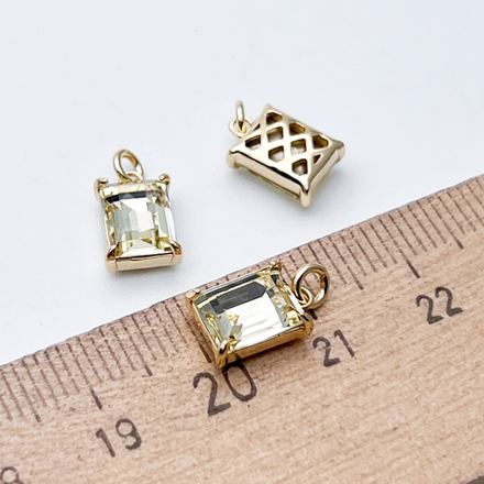 Подвеска Прямоугольник, цвет золото + желтый, размер 10*7 мм, цена за 1 шт