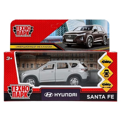 Модель ин. мет. "Hyundai Santafe" 12см. двери, багаж, темно-серый, коробка SANTAFE-12-GY (72) (Технопар