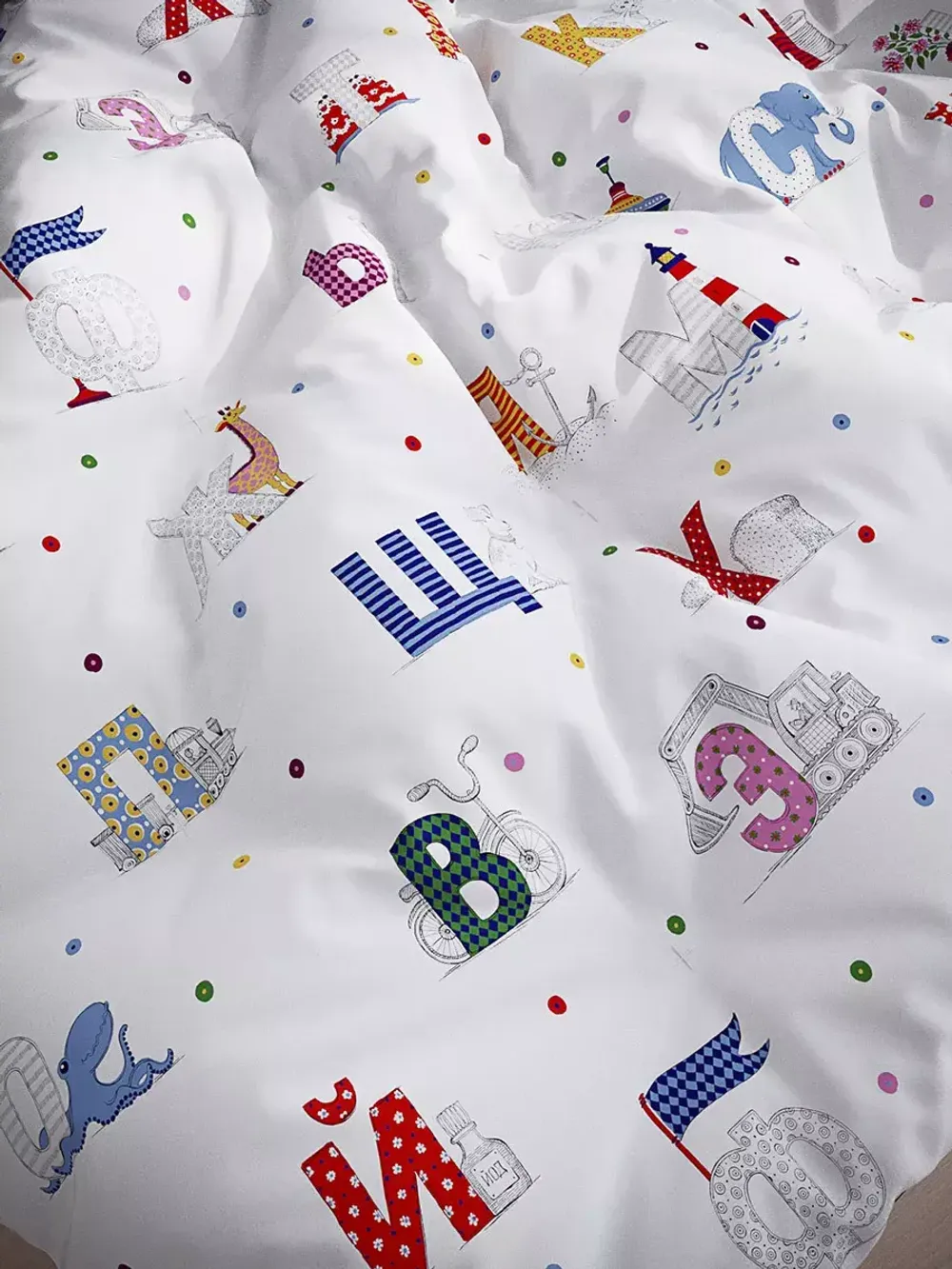 Пододеяльник перкаль Сказка "Азбука" 1,5-спальный на молнии 145x205 см