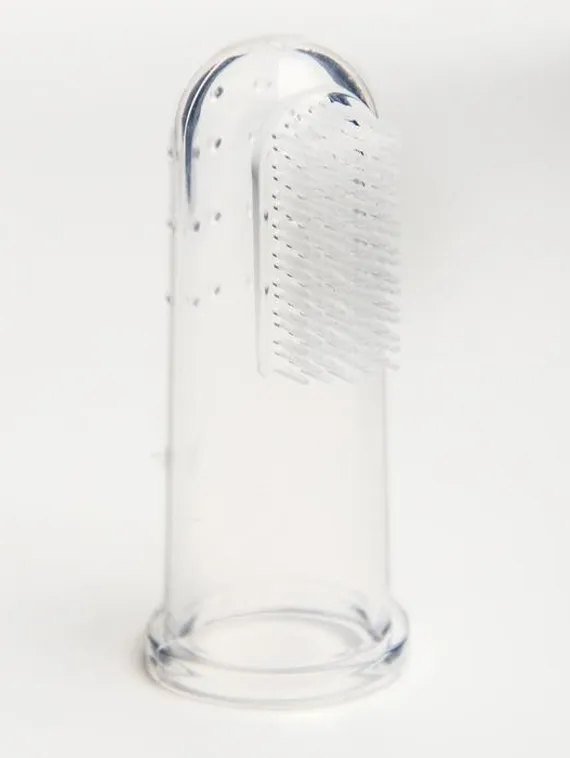 Детская зубная щетка, прорезыватель - массажер на палец, силиконовая, в контейнере, на палец от 3 мес.