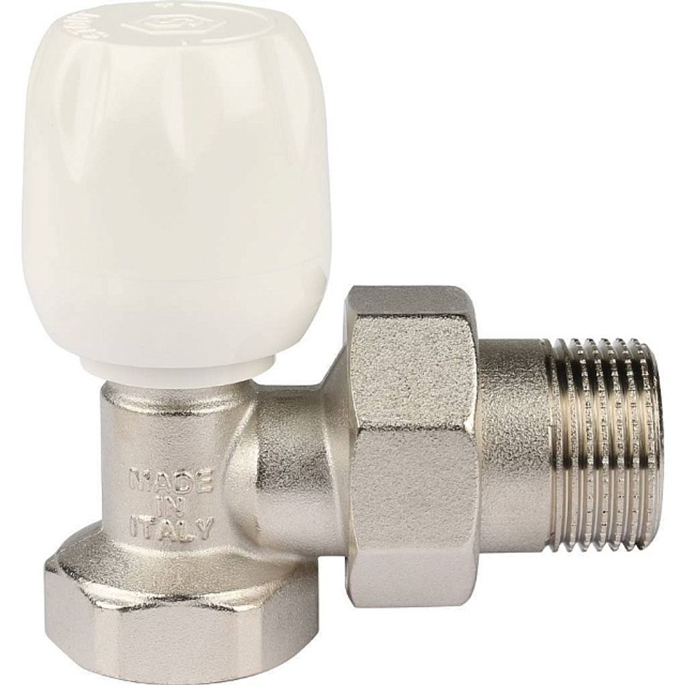 Вентиль ручной регулировки угловой STOUT - 3/4" (ВР/НР-американка, PN10, Tmax 120°C, с неподъемным шпинделем)