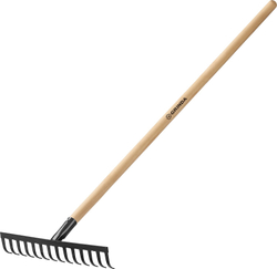 GRINDA GT-14 WOOD, 360 х 80 х 1300 мм, 12 прямых зубцов, углерод. сталь, антикор. покрытие, черенок дерев. высш. сорт, садовые грабли (39583-14)