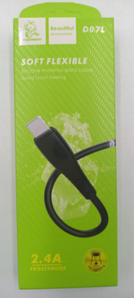 Кабель DENMEN D07L USB-Lightning 2.4A 1м Silicone Black