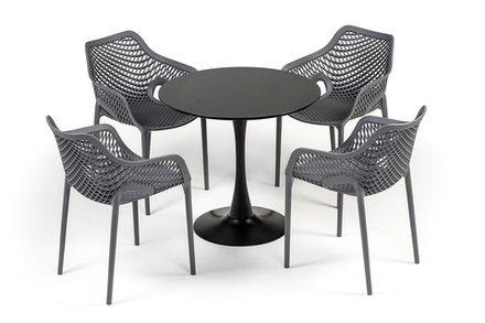 "Беллини" обеденная группа на 4 персоны, цвет темно-серый