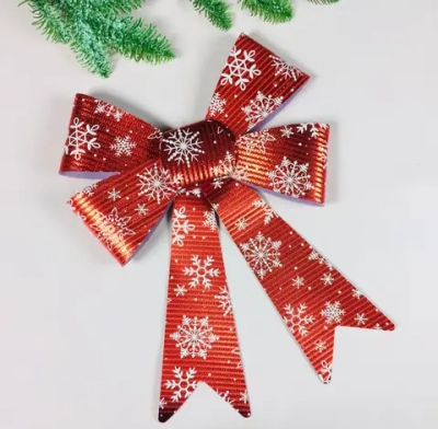 Бант на ёлку «Снежинка» 38*27 см, Красный