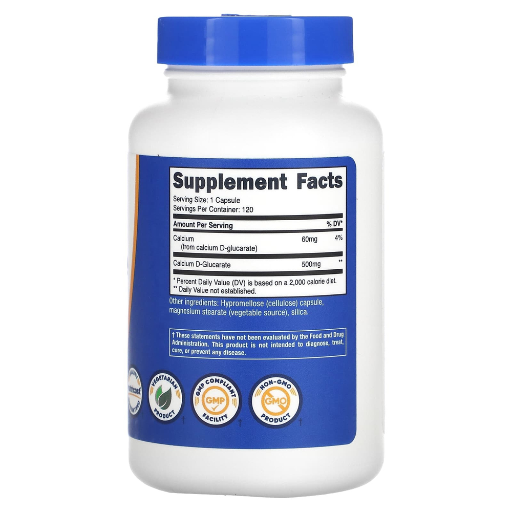 Nutricost, D-глюкарат кальция, 500 мг, 120 капсул
