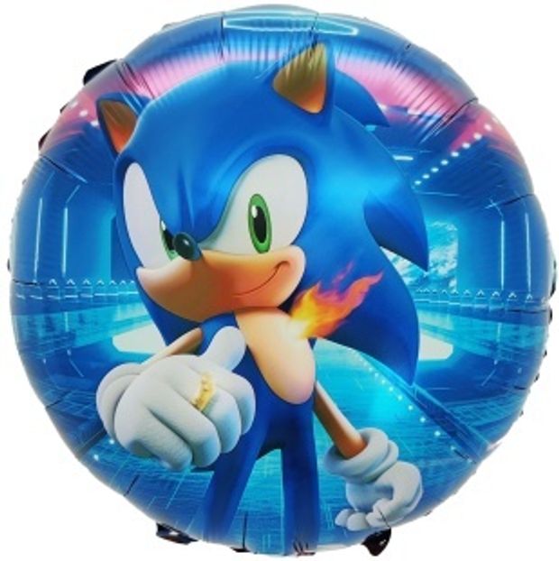 К Шар (18''/46 см) Круг, Ежик Аниме, Дизайн №2, Синий (БГ-15)