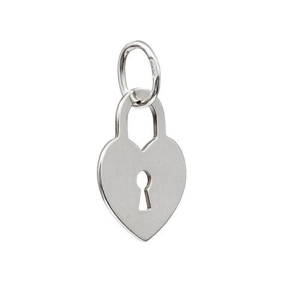 Замок в форме сердца - ювелирная подвеска из серебра 925 пробы, вид сзади полубоком
