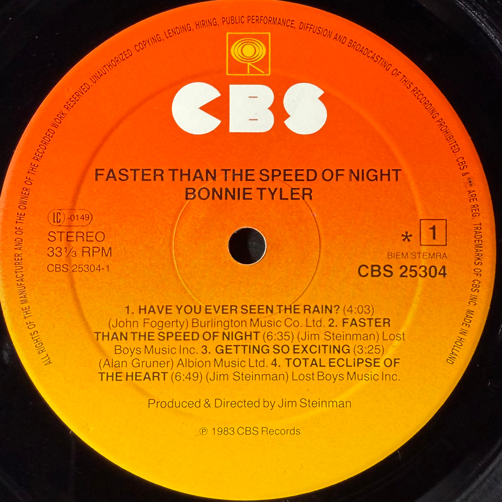 Bonnie Tyler - Faster Than The Speed Of Night (Голландия 1983г.)
