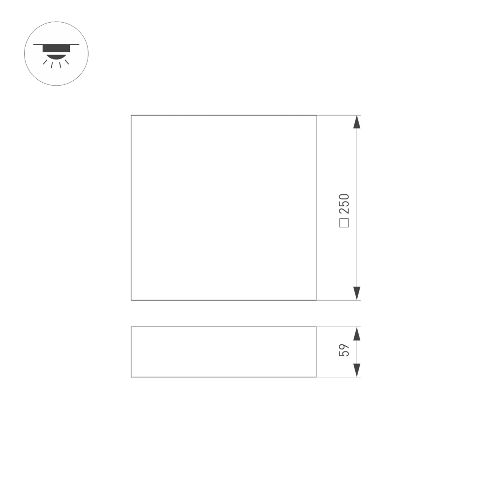 Светильник SP-QUADRO-S250x250-25W Day4000 (WH, 120 deg, 230V) (Arlight, IP40 Металл, 3 года) 034785