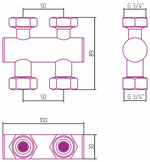 Вентиль Сунержа 2х3/4" прямой шар-шар EU50 (Золото)
