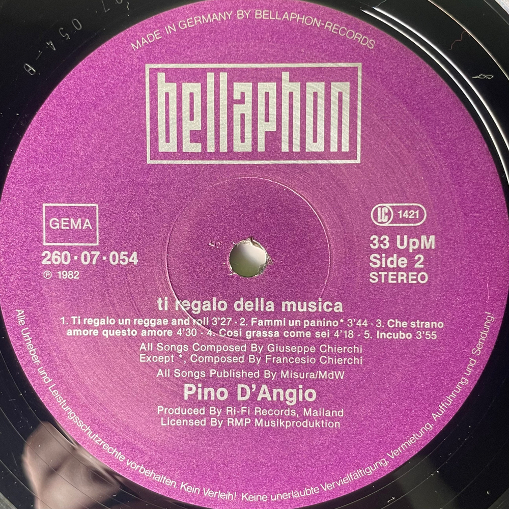 Pino D'Angio ‎– Ti Regalo Della Musica (Германия 1982г.)