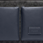 COACH Coated Canvas Briefcase Laptop Bag Large Men"s Charcoal With Denim Color