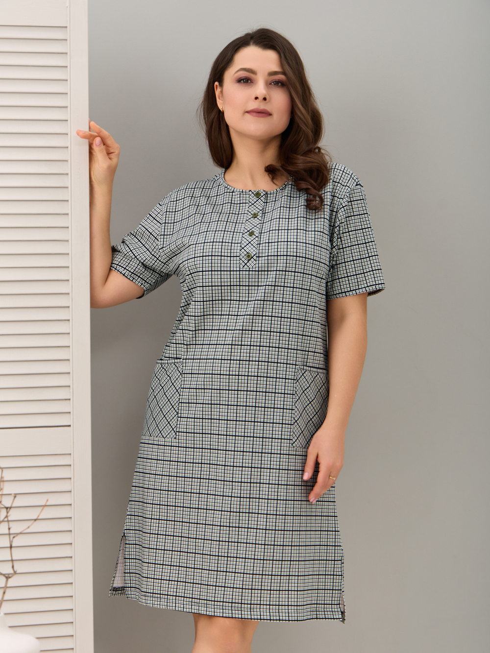 Туника Т-012/клеточкасиний-зеленая