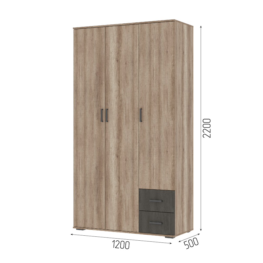 Шкаф Нельсон ШК 01 Дуб каньон/Железный камень