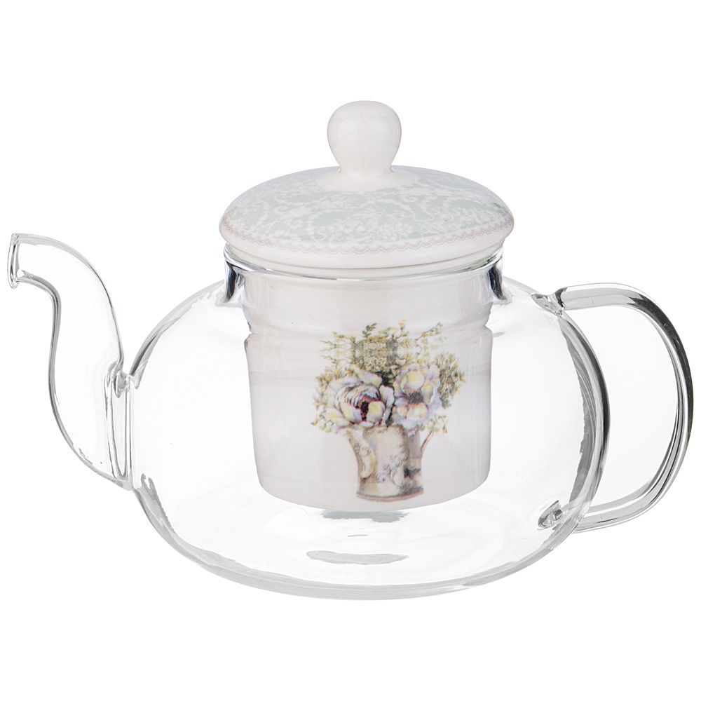 ЧАЙНИК СТЕКЛЯННЫЙ С ФАРФОРОВЫМ СИТОМ LEFARD ЛОРИАН 650 МЛ