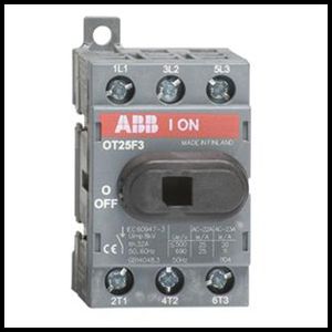 Рубильник OT25F3 до 25А 3х полюсный для установки на DIN-рейку или плату (выключатель нагрузки) ABB 1SCA104857R1001
