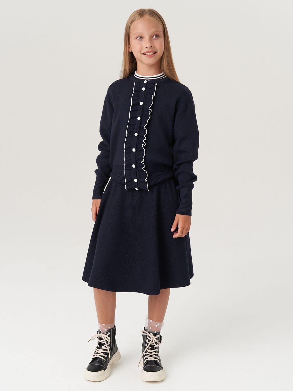 Кардиган школьный для девочки AT585 синий