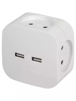 Тройник розетка электрический с usb ЭРА SP-4-USB-W / Разветвитель юсб без заземления, 4 розетки, 220V + 2xUSB 2400mA