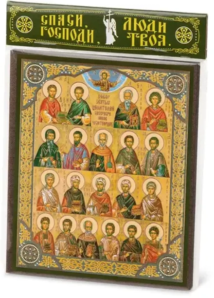 Икона "Собор Святых Целителей" 10х12 на МДФ-6
