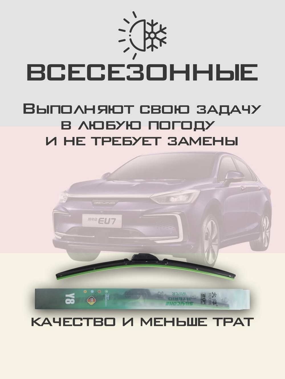 Щетки стеклоочистителя HUOYE Y8 650/450 мм на BAIC BeijingEU7 | Hook/J-Hook