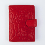 Стильная красная женская обложка для автодокументов и паспрта из натуральной кожи с 4 отделами для пластиковых карт, отделением для паспорта, блоком прозрачных файлов для документов для водительского удостоверения нового образца, техпаспорта, талона ТО, доверенности и т.п. Dublecity DC220-17B в подарочной коробке