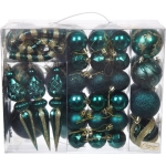 Набор ёлочных украшений «Wish» 6 см + 4 см (53 предмета), Изумруд