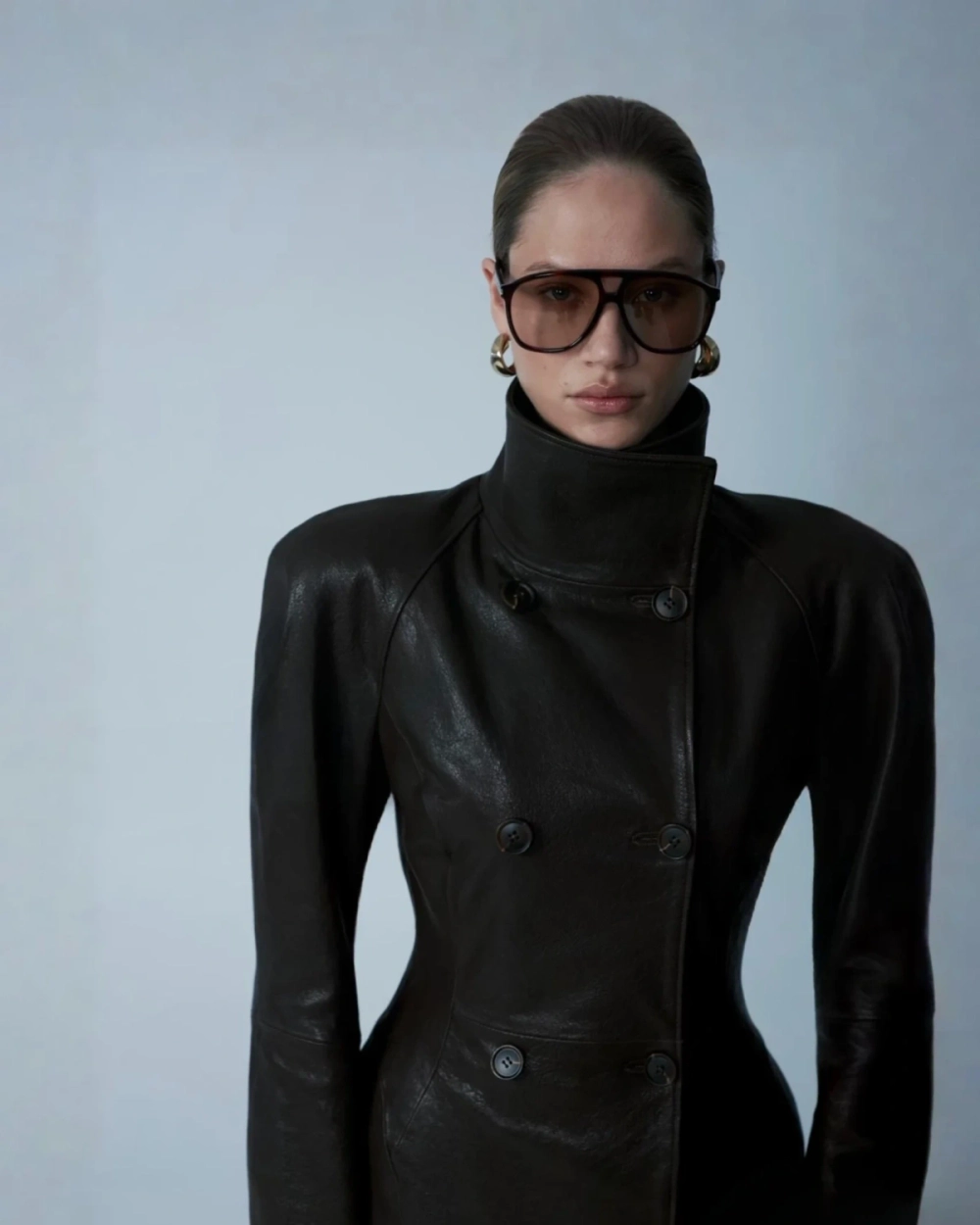 Кожаный тренч, Темно-Коричневый